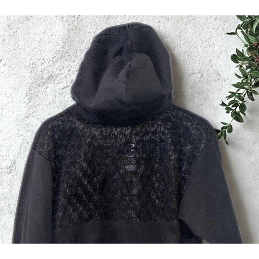 A7 Bar Grip Hoodie Men S Black Powerlifting Sweatshirt Textured Back Logo EUC - Picture 4 of 9